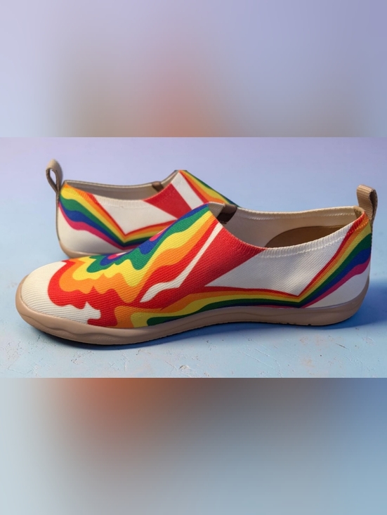 UIN Shoes - UIN Rainbow Slip On Loafers Ergonomic Knit Walking Shoes PRIDE Art Flats Sz 7.5